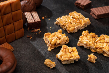 Sweet peanut bar caramelized glaze
