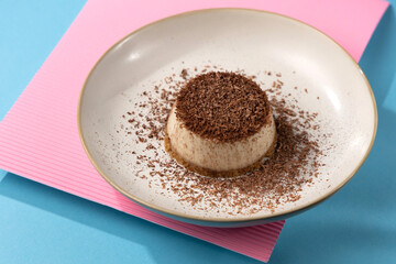 dessert with coconut chips and chocolate