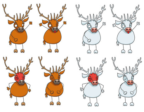 Cerf avec diff&eacute;rentes &eacute;motions et expressions