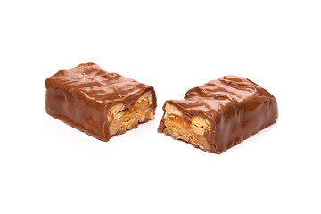 Chocolate bar caramel snack isolated
