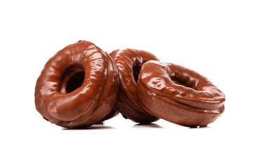Tasty glaze chocolate donuts isolated