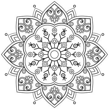 Mandala art draws hand patterns for Art on the wall. Coloring book Lace pattern The tattoo. Design for a wallpaper Paint shirt and tile Stencil Sticker Design Decorative in ornament in ethnic