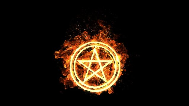 五芒星の魔法陣が燃える素材 グロー／Star-Fire_Pentagram_Summoning-Cirle_Five-pointed-star_a_Add Glow
