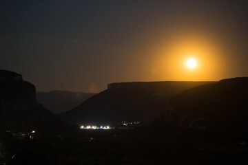 Stars with big moon with the evening sky.