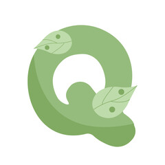 Letter Q for decorations in green color for party andpersonal name.