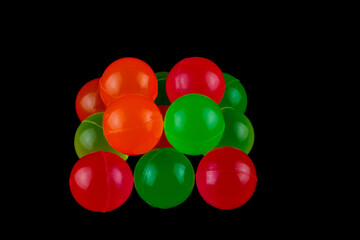 Coloured Plastic Play Balls on a Black Background