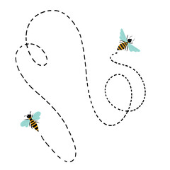 Flying bee at their path trajectory
