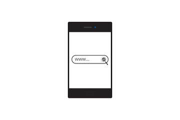 Minimal style mobile phone screen with magnifier internet searching bar.