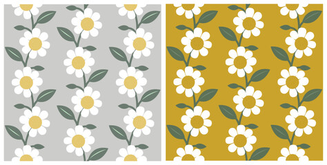 seamless chamomile floral pattern wallpaper