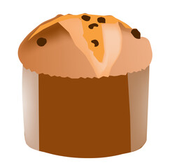 Panettone cake drawing, typical Christmas cake icon cut out on transparent
