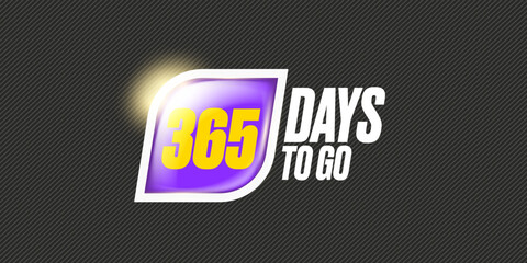 365 days to go countdown blue modern horizontal banner design template. 365 days to go sale announcement grey stylish banner, label, sticker, icon, poster and flyer.