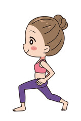 Fototapeta premium Illustration of a woman exercising, full body view.