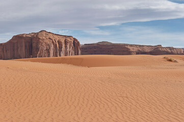 Fototapeta na wymiar butte and desert sand foreground