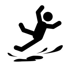 Slippery floor . Vector icon on a white background.A sign of the danger of falling.