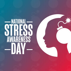 National Stress Awareness Day. Holiday concept. Template for background, banner, card, poster with text inscription. Vector EPS10 illustration.