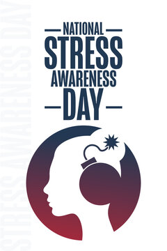 National Stress Awareness Day. Holiday Concept. Template For Background, Banner, Card, Poster With Text Inscription. Vector EPS10 Illustration.