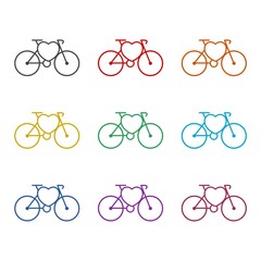 Love cycling logo icon isolated on white background. Set icons colorful