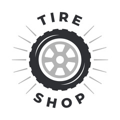 Service badge with wheels. Logo tire shop.