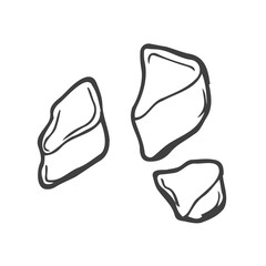 Pieces of black and white chocolate bar. Vector sketch isolated background.