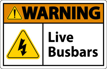 Warning Live Busbars Sign On White Background