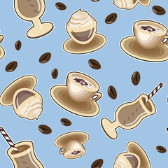 Coffee cups and glasses on the color background