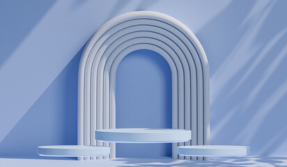 3d background products display podium scene. background 3d rendering with podium. stand to show cosmetic products. Stage showcase on pedestal display beige studio. 3d rendering illustration