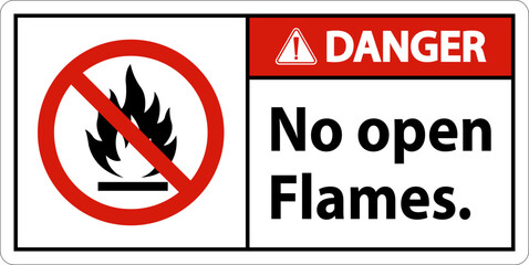 Danger No Open Flames Label Sign On White Background