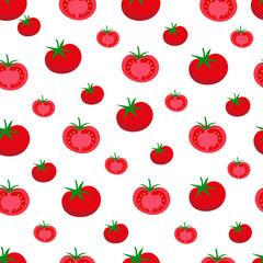 seamless tomato pattern. Tomato whole and in section