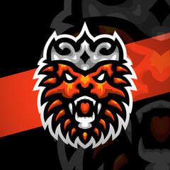 Lion crown mascot illustration logo
