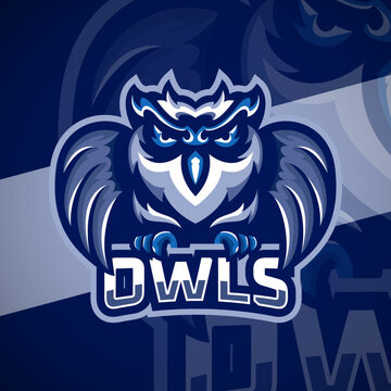 Blue Owl Mascot Esport Logo  &mdash; Vector Illustration