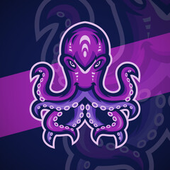 Octopus esport mascot illustration logo