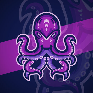 Octopus Mascot Esport Logo &mdash; Vector Illustration