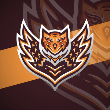 Owl Mascot E-Sport Logo Vector Illustration