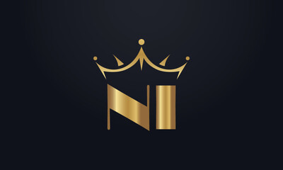 King crown logo design vector and extra bold queen symbol