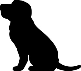 Simple and adorable Bloodhound dog Silhouette Sitting in side view - obrazy, fototapety, plakaty