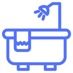 Obraz premium bathtub tub bath shower towel line icon