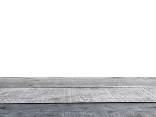 Old gray wooden shelf on white background