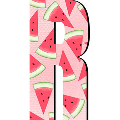 Cute Watermelon Alphabet and Number