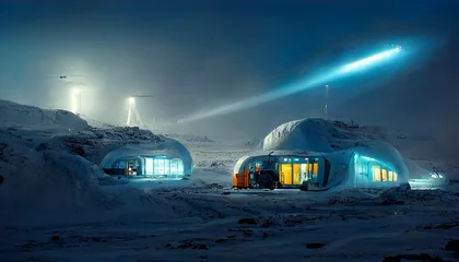 Fotobehang Antarctica sci-fi home research station illustration design © Nordiah