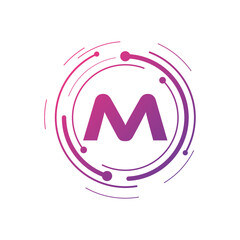 Letter M Initial Cyber Multimedia Logo