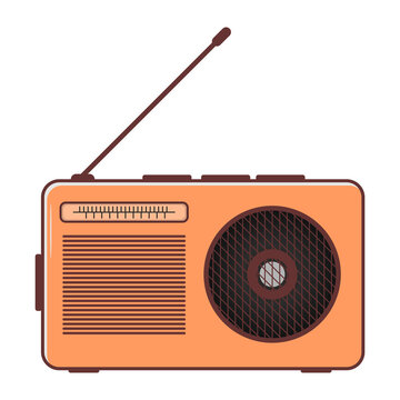 Illustration of retro radio. Illustration and radio icon.
