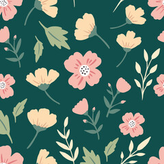 Light seamless floral pattern green