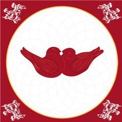 Valentine or wedding illustration with vintage details. Ideal for designing brochures and flyers, cards, packaging, wedding invitations ,printed or digital publications