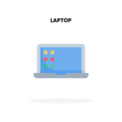 Laptop notebook flat icon. Vector illustration on white background. Can used for digital product, presentation, UI and many more.