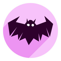 abstract bat. icon in flat style abstract bat. flat pink with long shadow logo. halloween icon. web browser icon.