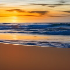 Fototapeta na wymiar sunset at the beach, gentle waves