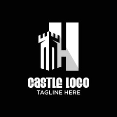 Fototapeta premium Letter H Castle Logo Design Template Inspiration, Vector Illustration.