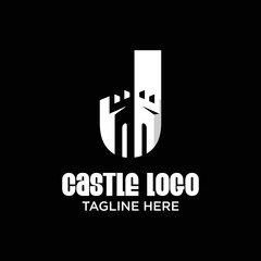 Letter J Castle Logo Design Template Inspiration, Vector Illustration.