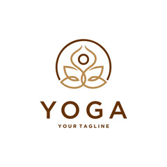 yoga logo design stock. meditation in lotus flower illustration
