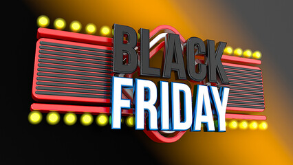 Black Friday 3D promotional banner with elements and gradient background